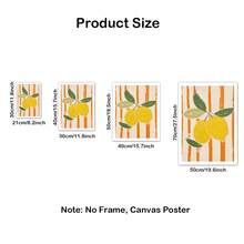 2pcs/Set Lemons Art Posters Print, Orange Color Stripes And Lemons Art, Modern Country Farmhouse Style Retro Minimalist Lemon Wall Art, Kitchen Wall Decor, Cute Lemon Print, No Frame