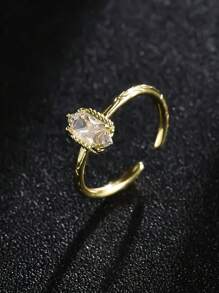 1 pieza Anillo de joyería de estilo vintage, de corte brillante de zirconia cúbica rectangluar de alta calidad y de lujo, con diseño único y minimalista, accesorio de regalo, piedra de nacimiento de diciembre
