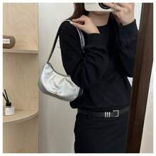 Borsa a tracolla piccola  a forma di luna da donna, alla moda, tinta unita, in stile anni '90