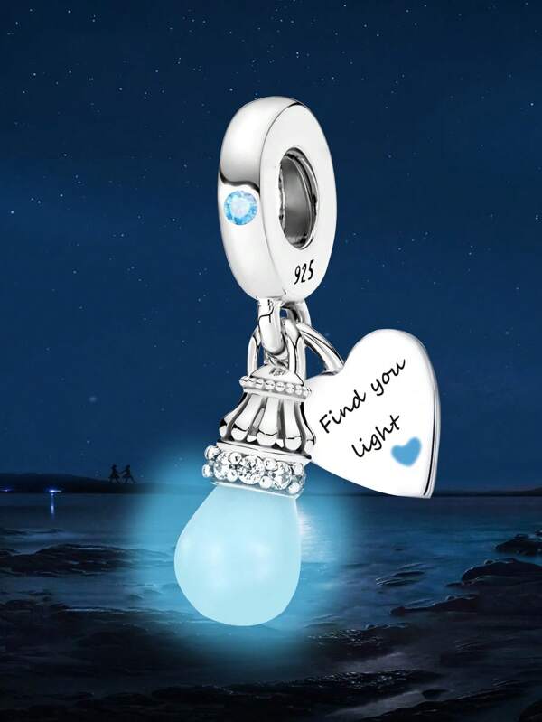1PC Silver Plated Light-Up Bulb Charm Pendant Ball Suitable For Bracelets DIY Women's Jewelry