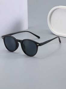 1pc Women's Round Frame Rivet Retro Fashion Fashion Glasses, Suitable For Daily, Vacation, Beach Use