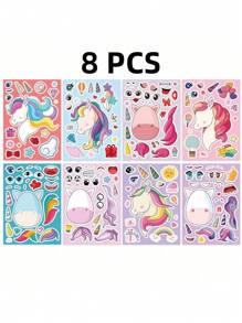 6pcs Make Your Own Unicorn Stickers,Party Favors - DIY Gifts For Girls,Mini Unicorn,Sticker Girls,Party Favor For Girls,Girls Wall Stickers,Girls Nails,Stickers Girl