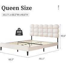 Twin/ Full/ Queen Size Bed Frame With Headboard, Upholstered Platform Bed Frame With Strong Wooden Slats Support, Two Bed Forms Design, No Boxing Spring Needed, Easy Assembly, Pink/ Rose Pink/ Beige/ Black/ Brown/ Green - Beige - View 10