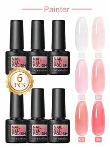 coscelia 6PCS Soak Off Gel Nail Polish Set 7ML Crystal Jelly Pink Red Brown Nail Gel Polish Needed UV/LED Nail Lamp, Summer Gel Nail Polish Kit Manicure Kit Nail Supplies For Women DIY Nail Art Salon Gift