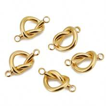 5pcs/Lot Stainless Steel Knot Connector For Bracelets Double Hole Cross Heart Charm DIY Jewelry Making Necklace Earring Supplies