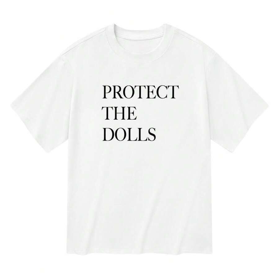 Protect The Dolls Graphic T-Shirt – Unisex Equality Message Cotton Tee - 白色 - 查看 1
