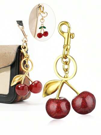 New Stylish Crystal Cherry Pendant Metal Keychain, Suitable For Daily Wear And As A Schoolbag Accessory For Back-To-School Season. It Can Also Serve As A Bag Accessory, And Make A Great Gift For Family, Friends, Classmates, Lovers. It Is Also Suitable As A Birthday Gift, A Gift For Teachers, And A Souvenir.