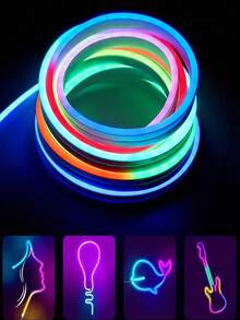 RGB Neon Light Strips, LED Light Strips, Silicone Rope Lights, USB Power Flexible Strips, With A 44-Key Remote Control, Suitable For Game Room Parties, Walls, Ceilings, Homes, Rooms, Gardens, Christmas, Parties, TV/Computer Backlight Decoration, Home Decoration, Festival Decoration, Party Decoration, Birthday Decoration, Halloween Decoration - Multi-color light - View 4