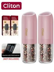 CLITON Festive Holiday Gift Set 2025 - Smart Gravity Electric Salt & Pepper Grinders With LED Light, Adjustable Coarseness (9 Stylish Colors) - Perfect Kitchen & BBQ Essential For Christmas, Birthdays - Choose Single/Twin Pack