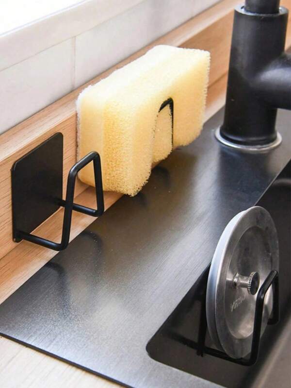 1/2/4 Pcs Stainless Steel Sink Sponge Holder, Self-Adhesive Dish Drying Rack, Dishcloth Ball Strainer Sink Cover Storage Rack, Kitchen Wall Mount Hanging Hook Storage Organizers, Stainless Steel Hooks, Suction Cup Hooks For Kitchen, Bathroom, Door, Wall, Bohemian Style, Easy Installation, Home And Kitchen Storage Accessories