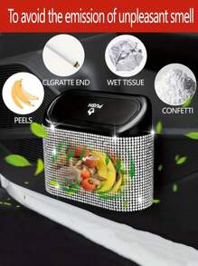 1pc Car Trash Can With Lid & Side Door Hanging Design, Including A Garbage Bag