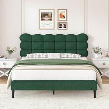 Twin/ Full/ Queen Size Bed Frame With Headboard, Upholstered Platform Bed Frame With Strong Wooden Slats Support, Two Bed Forms Design, No Boxing Spring Needed, Easy Assembly, Pink/ Rose Pink/ Beige/ Black/ Brown/ Green - Green - View 10