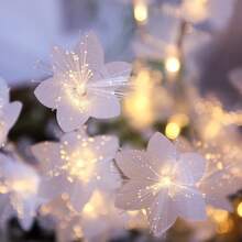 LED Fiber Optic Flower String Lights, Artificial Flower Wreath With Lights Hanging Fake Fiber Optic Flower Garland Decor For Valentine's Day, Garden, Wedding, Party, Birthday, Bedroom, Wall Decor