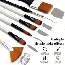 Set di 32 pennelli in nylon - tondi, nocciola, piatti, a ventaglio, angolati e per dettagli, adatti per acrilici, oli e pittura ad acqua, ideali per artisti e studenti, materiale scolastico, back to school