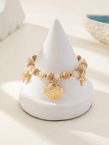 1pc Beach Vacation Style Starfish Beaded Bracelet For Women - Multicolor - View 4