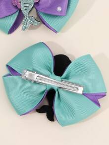 2pcs Mermaid Style Hair Clips For Girls, Ribbon Hair Accessories For Beach Vacation, Suitable For Teenagers - Multicolor - View 6