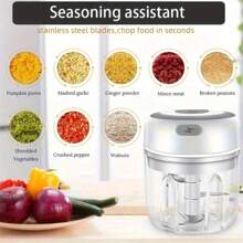 JMMO Electric Mini Garlic Chopper With A Capacity Of 8.45 Ounces, USB Charging, Meat Blender And Garlic Grinder. It Is A Powerful Tool For Crushing Ginger And Vegetables, With A Switch And Thickened Design.