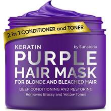 Sunatoria New Keratin Purple Hair Mask- Blonde Hair Purple Toner - Repair &Amp; Nourishment Treatment For Bleached, Brassy Hair - Blue Hair Mask, No Yellow Tones - Deep Conditioner For Color Treated Locks - White - View 1