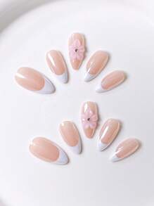 10 Pieces Of Pure Handcrafted Three-Dimensional Ice Translucent Carved Flowers, With Orange Flower Centers As Embellishments, Yellow French Manicure Surface Decorated With Water Ripples, Paired With Golden Steel Ball Faux Pearls, Pink Magic Mirror Coils, Pink Flower Accessories French Style, Golden Star Stickers, High-End Aurora White French Style, Press On Nails Nail Supplies Nails