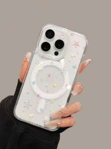 Flashing Star-Shaped Magnetic Phone Case Full Body MagSafe Charging Support Protection Anti-Scratch Non-Yellowing Transparent Smartphone Cover Gift For Galaxy S24/S24 Plus/S24 UlTRA/Galaxy S23/S23 +/S22 Ect ,Apple Phone 11/11 Pro/11 Pro Max 12/12 Pro/12 Pro Max/13/13 Pro/13 Pro Max/14/14 Plus/14 Pro/14 Pro Max/15/15 Plus/15 Pro/15 Pro Max/16/16 Pro/16 Plus/16 Pro Max/16E/X/XS/XSMax/TPU Material Protective Case,Cartoon 2-In-1 Magnetic Phone Protective, The Best Birthday Gift For Your Friends And Family, Suitable For Both Men And Women