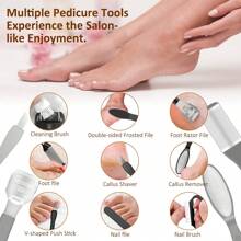 10 in 1 elektrischer Hornhautentferner, Fußfeile Maschine, Pediküre-Gerät, Fußpflegewerkzeuge für Fersen, entfernt abgestorbene Haut, wiederaufladbar mit 3 Walzenköpfen, 1200 mAh
