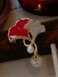 时尚水果花卉甜美草莓翻领别针珐琅围巾胸针，百搭配饰，女士优雅心形胸针，适合夹克、西装、节日礼物 - 紅色 - 查看 5