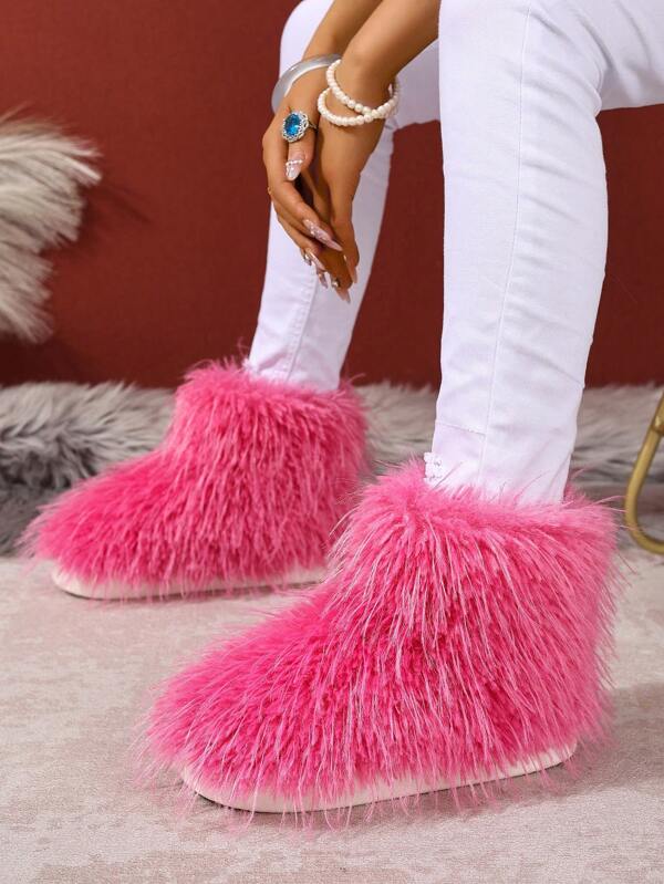 2025 New Cute Women's Comfortable Faux Fur Lined Snow Boots - Slip-On Winter Boots, Suitable For Autumn And Light Snow - Casual & Comfortable Footwear