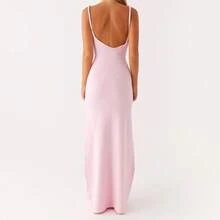 Women's Twisted Straps Bodycon Long Maxi Dress Summer Sleeveless Spaghetti Straps Slim Fit Deep V-Neck Backless Cami Dress Party Clubwear Holiday Beachwear Solid Color Tank Dress Sundress - 粉色 - 查看 9