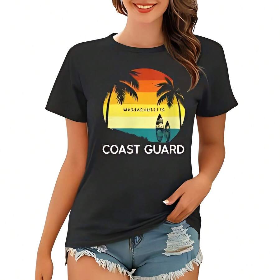 Wos Retro Coast Guard Beach Vintage Surf Palm 70S Venice Wo T-Shirt 220G Cotton T-Shirt – Durable Yet Soft Blending Street, Retro, And Minimalist Vibes – Perfect For Daily Wear, Work, Weekend Outings, Or Lounging – I Gift For Him Or Her, Birthday, Annrsary, Or Just Because Tops For Wo Vintage Clothes Wo Clothes Wo Vintage Wo Tops Mujer Cute Tops Wo Cotton Wo Clog Halloween Camisas Summer Clothes Wo Casual Punk Western Tops Wo Fourth Of July Outfit Kpop Cowboy Outfits For Wo Ry Ropa 100% Cotton Y2k Ing Cute Gothic Wo Clothes Black And White Top Vintage Tops Cloth For Wo White Goth Inawly Retro Clothes For Wo Korean Fashion Wo Camisas Para Mujer - Black - View 1