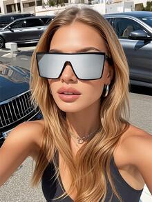 1pc/3pcs Plastic Rimless Glasses Multicolor One-Piece Ombre Lens Accessories Personalized All-Match Women Fashion Glasses For Daily Life Hiking Summer Back To School Tropical Beach Vacay Suitable For All Face Shapes For Summer Beach Vacation, Outdoor, Travel - Multicolor - View 15