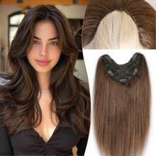 Clip In Hair Extensions Straight V-Shaped Hair Extension One Piece Hair Extensions With 5 Clips For Women Daily Use 16 Inch - S4 - View 2