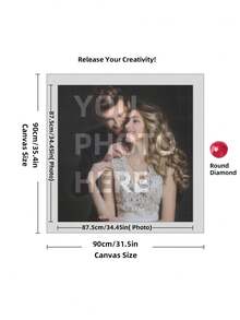 定制 5D DIY 钻石画套装,尺寸可选 - 个性化您的照片、圆形钻石、亚克力工艺、独特的定制照片礼物 - 非常适合家居装饰和情人节 - 彩色 - 查看 60