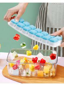 14 Silikon Eiswürfelbehälter mit Deckel, quadratische Eiswürfelform, DIY Gelee- und Käseform, Küche Haushalt, Eiswürfelhersteller, hilft um Getränke, Lachs und sich im Sommer kühl zu halten