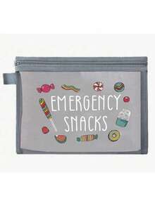 “应急零食”字母印花收纳袋，化妆包，送给妈妈，老师，朋友，护士，化妆包，送给女性朋友的礼品袋，旅行纪念品，生日，妇女节，派对，伴娘化妆品收纳袋，洗漱包，收纳袋，化妆包，化妆品收纳袋，化妆工具，旅行礼物