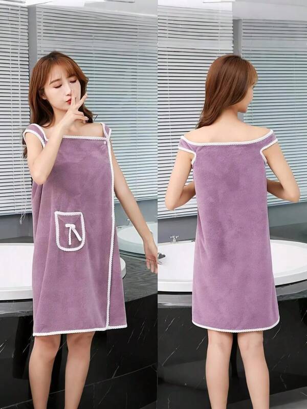 3pcs Modern Wearable Bath Towel Skirt - Super Absorbent, Quick Dry, Coral Fleece, Polyester, Hand Wash Only, Fantasy Pattern Rectangular Knitted Towel, Suitable For Home, Outdoor, Spa, Sauna - Gift Idea Back To School For Beauty Salon Home Bathroom