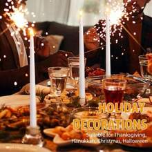 2/6/12/48支装逼真无焰LED蜡烛 - 电池供电，闪烁锥形设计，完美适用于万圣节、圣诞节、婚礼、教堂仪式和情人节 - 优雅白色锥形蜡烛，饰有水晶装饰，不含电池 - 暖光 - 查看 7