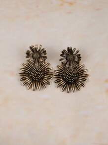 Pendientes exagerados retro tipo girasol, margarita, pendientes con diseño lujoso y de moda tipo clavos para que las mujeres los usen a diario