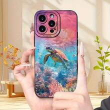 Creative Cute Turtle Print Mobile Phone Case For Iphone 15 14 13 12 11 Xs XR X 7 8 Plus Pro Max Mini - màu đen - Xem 3
