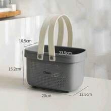 1pc Bathroom Basket, Plastic Bath Basket, Storage Basket With Handle, Handheld Shower Basket For Bathroom Storage