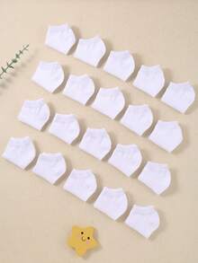 20双白色婴儿船袜，简约休闲，四季皆宜。男婴女婴均可穿着。婴儿袜、新生儿袜、幼儿袜、婴幼儿袜。 - 彩色 - 查看 4