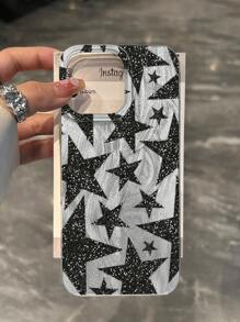 1 Stück neuer funkelnder Sternblumen Muster Stoßfester TPU Schutzhülle kompatibel mit Apple 16 Pro Max / 15 / 14 Plus / 13 / 12 / 11 / XR / XS Max / 7 / 8 Plus