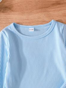 Bộ quần áo thun dài tay in hình khủng long/màu trơn mùa thu cho bé trai, phong cách giản dị, phong cách đi học - Nhiều màu - Xem 10