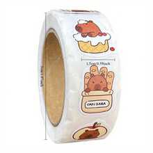 1 rollo de pegatinas de dibujos animados para niños, pegatinas lindas para cuentas manuales de estudiantes, pegatinas decorativas para scrapbook - 500 piezas/rollo de pegatinas - Ver 3