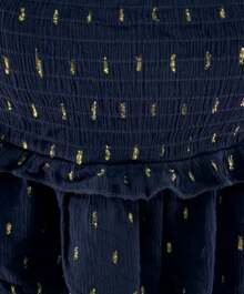 Women's Glitter Party Top With Ruffle Hem For Daily Summer - Navy Blue - View 2