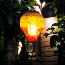 Starsoul Hot Balloon Solar Lantern With Flower Projection Metal Outdoor Waterproof Hot Balloon Solar Lights Hanging Lantern For Garden Yard Patio Decor - 紮染-F - 查看 2