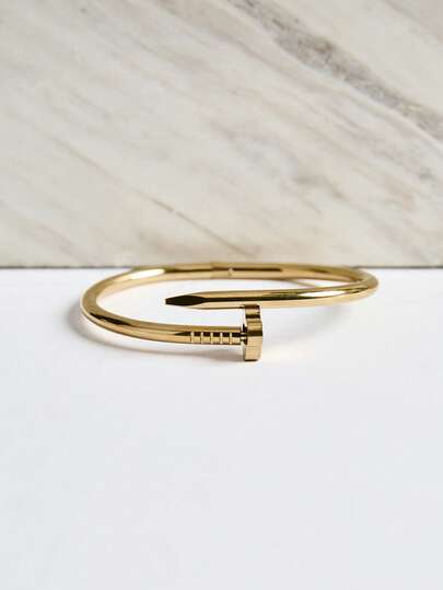 2pcs Stainless Steel Jewelry Set, Four-Leaf Clover & Heart Shaped Nail Bangle, Gold Bracelets Suitable For Women Daily Wear, Gifts For Girlfriend, Friends, Bridesmaids Birthday Party Valentines,Mom,Mother,Mother's Day,Gift Winter Gifts