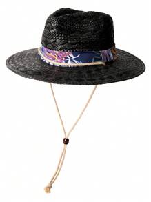 1 pièce Chapeau de jazz panama tressé en papier raphia
