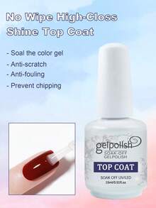 3Pcs 15ml No Wipe Top Coat High Gloss Shiny Long-Lasting Clear Gel Top Coat, Soak Off Nail Lamp Nail Gel, Home DIY Professional Manicure And Nail Salon - Clear - View 3