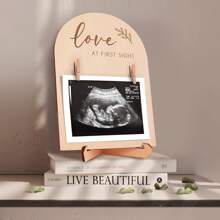 1 Stück Holz Ultraschall Fotorahmen/Unterschriftenbrett für Partys, modisches doppelseitiges Schild perfekt für Schwangerschaftsankündigungen und Geburtsausstellung