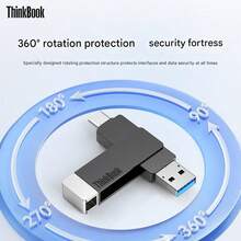 Lenovo [Giao diện kép xoay 360°]Ổ đĩa flash USB BU100 USB3.2 + Type-C tốc độ cao sử dụng kép Phổ biến cho điện thoại di động và máy tính Kim loại chống thấm nước và chống sốc Tương thích với nhiều thiết bị Android/Mac/Windows Cắm và chạy - Ngọc trai niken - Xem 4